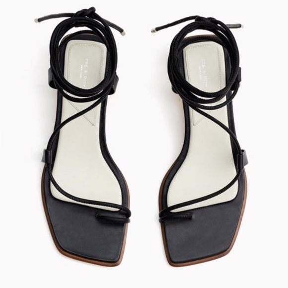 NWT rag & bone Cindy Tie Open Toe Wrap Sandals in Black Size 9/39 - Picture 15 of 16